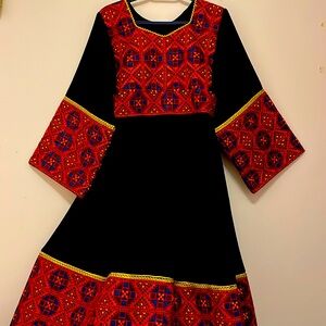 Faiza Saqlain designer Eid suit in traditional Afghan embroidered/Palestinian